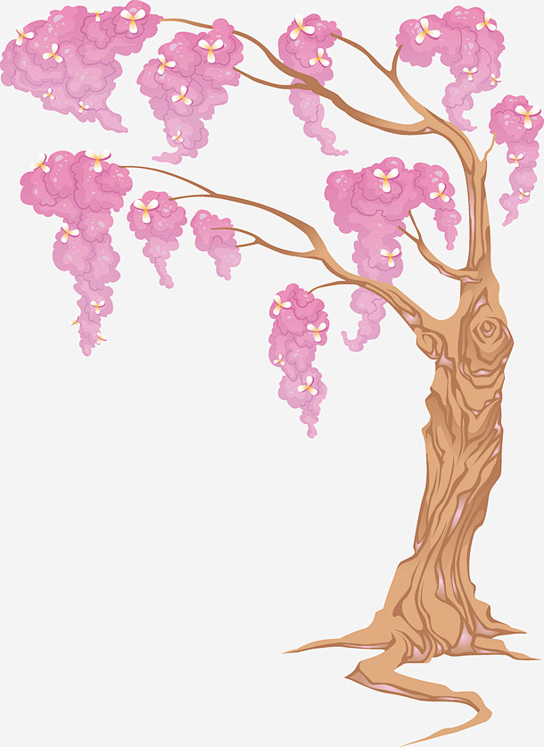 卡通手绘紫金花树插画矢量图免抠素材 可爱...