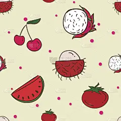 图案水果红毛丹西瓜火龙果樱桃