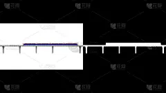 3D对象天空列车与铁路在白色背景，侧视图