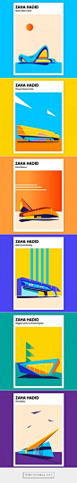 Series of posters about Zaha Hadid buildings on Behance... - a grouped images picture - Pin Them All