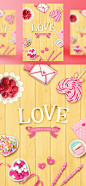 [模库]美食甜品 糖果美食 信封丝带 玫瑰花束 感恩情感海报PSD_平面素材_海报