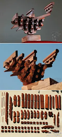 @羊城飞哥:我制作可拆装宋式斗拱。 補間六鋪作單抄雙下昂，裏轉五鋪作出兩抄，計心造——《营造法式》