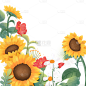 春天春日氛围感插画花卉植物边框元素素材