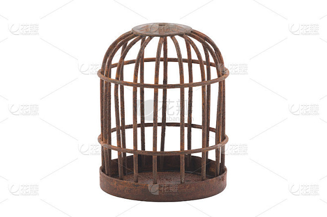 生锈的笼子孤立在白色背景与裁剪路径