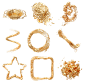 3D立体 鎏金 腐蚀 鎏金镂空 星星 圆 流体 金属 高清 png
