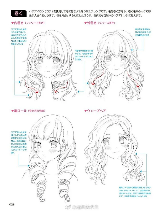 动漫人物头发基础技法 . 学习漫画人物插画必备 -花瓣网