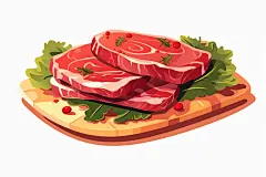 新鲜肉类写实风美食插画矢量素材