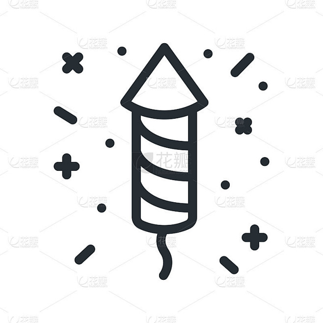 Firework Firecracker Rocket Explosion Flat Line St