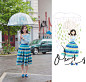 Nancy Zhang - Melvin & Hamilton Crust Blue Loafers, Cos Top, Vintage Skirt - Cherry Blossom Rain