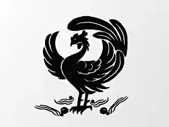 黑色手绘传统凤凰纹样素材