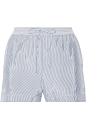 T by Alexander Wang - 条纹双绉短裤 : 白色和浅蓝色双绉
 套穿款
 100% 粘胶纤维
 干洗