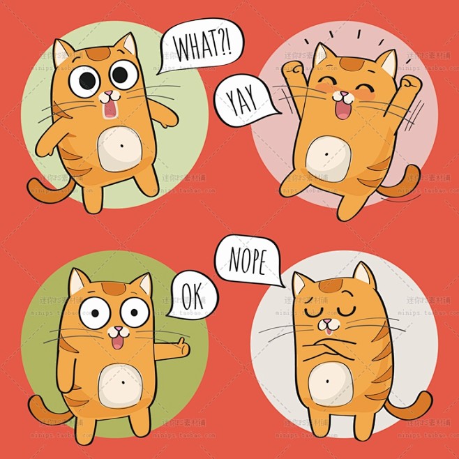 535号猫咪拟人表情胖橘猫卡通欧美日韩插...