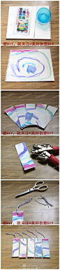 水彩书签，简单，但很有意思~——更多有趣内容，http://home.fang.com/zt/201508/jiajuhuikan10.html  #手工# #DIY#