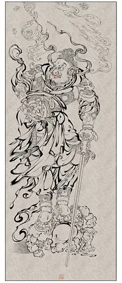 苏州博物馆四大天王白描 - 小红书