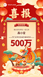 金融保险春节龙年开门红销售业绩表彰喜报国潮风喜庆手机海报