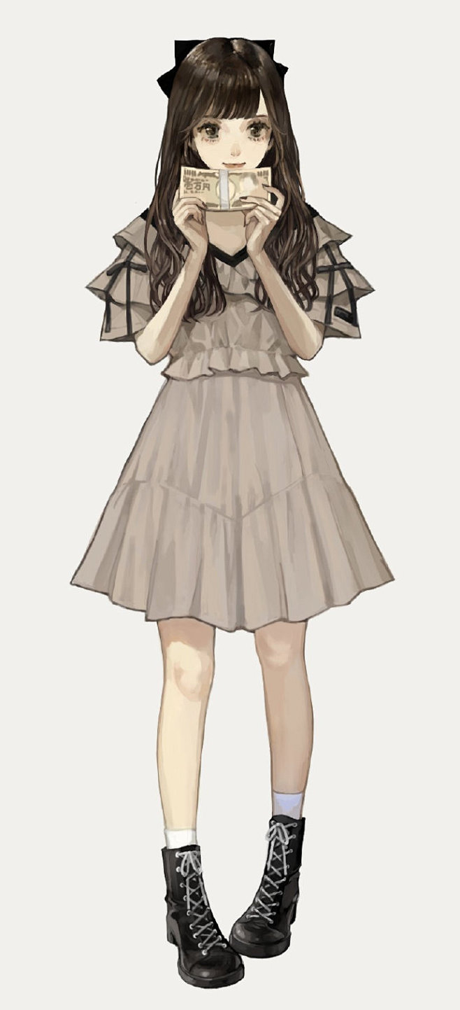 穿漂亮裙子是每个女孩子的梦想吧，日本插画...