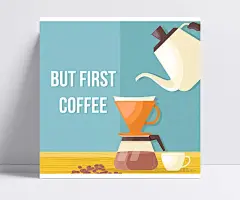 扁平化咖啡插画|咖啡豆,咖啡杯,咖啡壶,扁平化,咖啡,插画,矢量图,AI格式