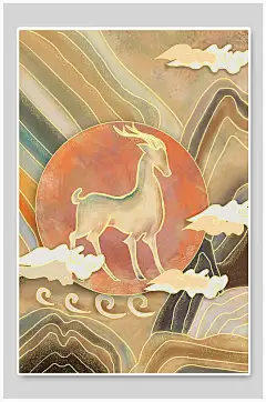 中国风仙鹤人物插画素材