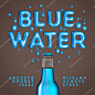 Blue water alphabet and numbers, vector eps10 illustration