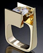 Ring - Trisko Jewelry Sculptures, Ltd. - 14kt yellow gold, cubic zircoinia