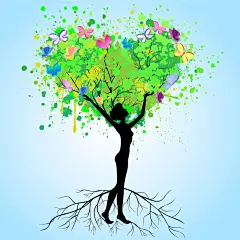 创意美女树形插画矢量素材3