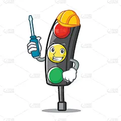 汽车交通灯人物卡通