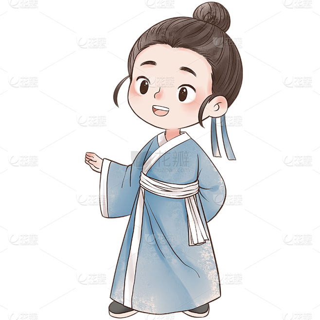 手绘古代儿童吟诗元素