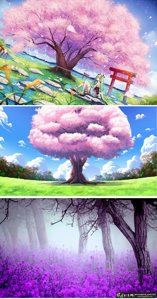 背景素材梦幻樱花背景动漫背景卡通插画时尚背景浪漫背景童话世界童话