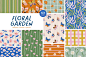 Floral Garden - Patterns & Posters : Floral Garden is a hand drawn collection of trendy seamless patterns, posters and graphic elements. You can use it for branding, stationery, packaging, prints, posters, scrapbook, wrapping