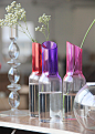 花瓶摆件创意礼品 北欧简约口红花瓶 玻璃插花水培 透明彩色