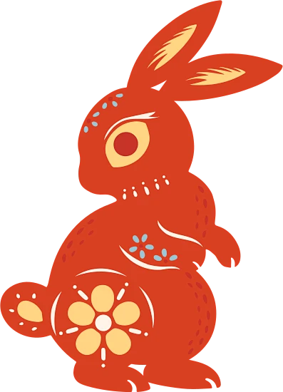 剪纸兔子素材-彩色向后看的兔子 商用自行购买，来源：https://www.canva.cn/icons/search/-花瓣网