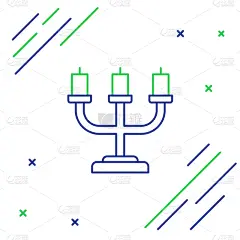 烛台,分离着色,绿色,蓝色,计算机图标,线条,华丽的,传统,直的