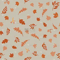 秋天,叶子,极简构图,四方连续纹样,九月,十月,纺织品,壁纸,装饰物,复古