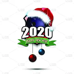 2020,圣诞帽,保龄球,新年前夕,球体,十二月,季节,运动,玩具,冬天