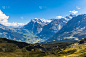 全景图Wetterhorn, Schreckhorn和Grindelwald