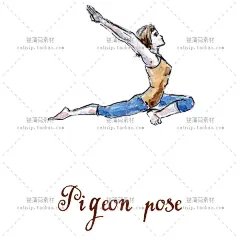 PNG矢量手绘水彩人物瑜伽步骤分解姿势宣传广告海报设计素材ps122-淘宝网