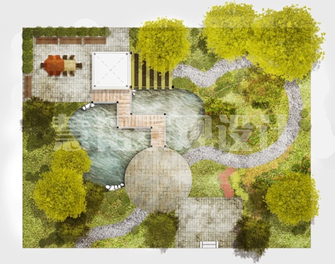 别墅庭院私家花园住宅公园园林景观设计彩色平面图PSD高清素材-----淘宝网图片_——景观平面图~住宅/大区/小区图片素材-花瓣网