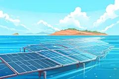 太阳能发电环保光伏发电扁平风插画