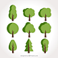 set-nine-flat-trees-green-tones_23-2147604548.jpg (2000×2000)