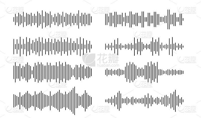 声波线，音频，声波。设计声谱，均衡器模板。音乐振动元素。插图EPS 10