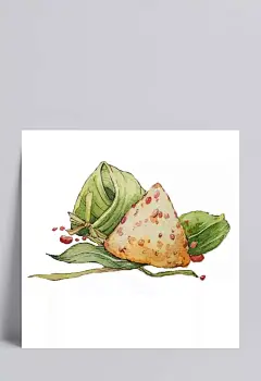 手绘端午水彩粽子|插画,端午,手绘,水彩,美食,粽子,枣粽,绿色,剥粽子,水彩粽子,其他,背景图
