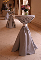 Poseur tables with linen tablecloths and white cotton sashes at the Four Seasons Hotel Hampshire by www.stressfreehire.com #venuetransformers: 