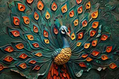 中式立体孔雀浮雕