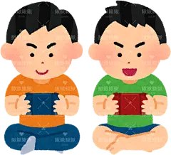 孩子们玩掌上游戏机的插图game_friends_keitai_boy儿童春游游乐场玩游戏小伙伴朋友童年生活贴纸扁平儿童插画元素卡通免扣png图片素材