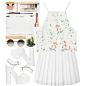 A fashion look from August 2015 featuring crop top, white skirt and platform sandals. Browse and shop related looks.