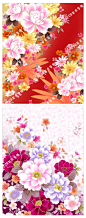 64 游戏美术资源 贴图材质 花纹牡丹花背景素材 日式传统贴图-淘宝网