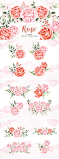 粉红和红玫瑰花环 (PNG)