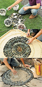 How to make mosaic stepping stones: 