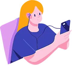 办公扁平色块人物-玩手机