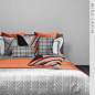 MISSLAPIN简约现代/酒店样板房床上用品套件/橘色条纹多件套-淘宝网